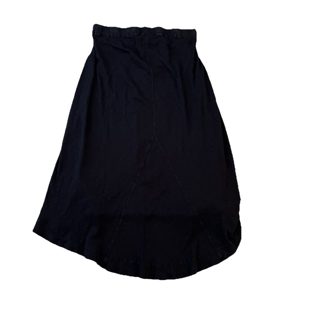 Dylan Maxi Skirt Medium Hi Lo Mixed Media Lagenlook Drawstring Black - Picture 2 of 7